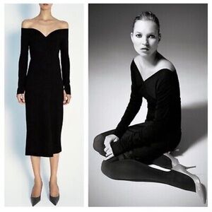 Zara Black Off-Shoulder Long Sleeve Dress The Archive Collection XS
